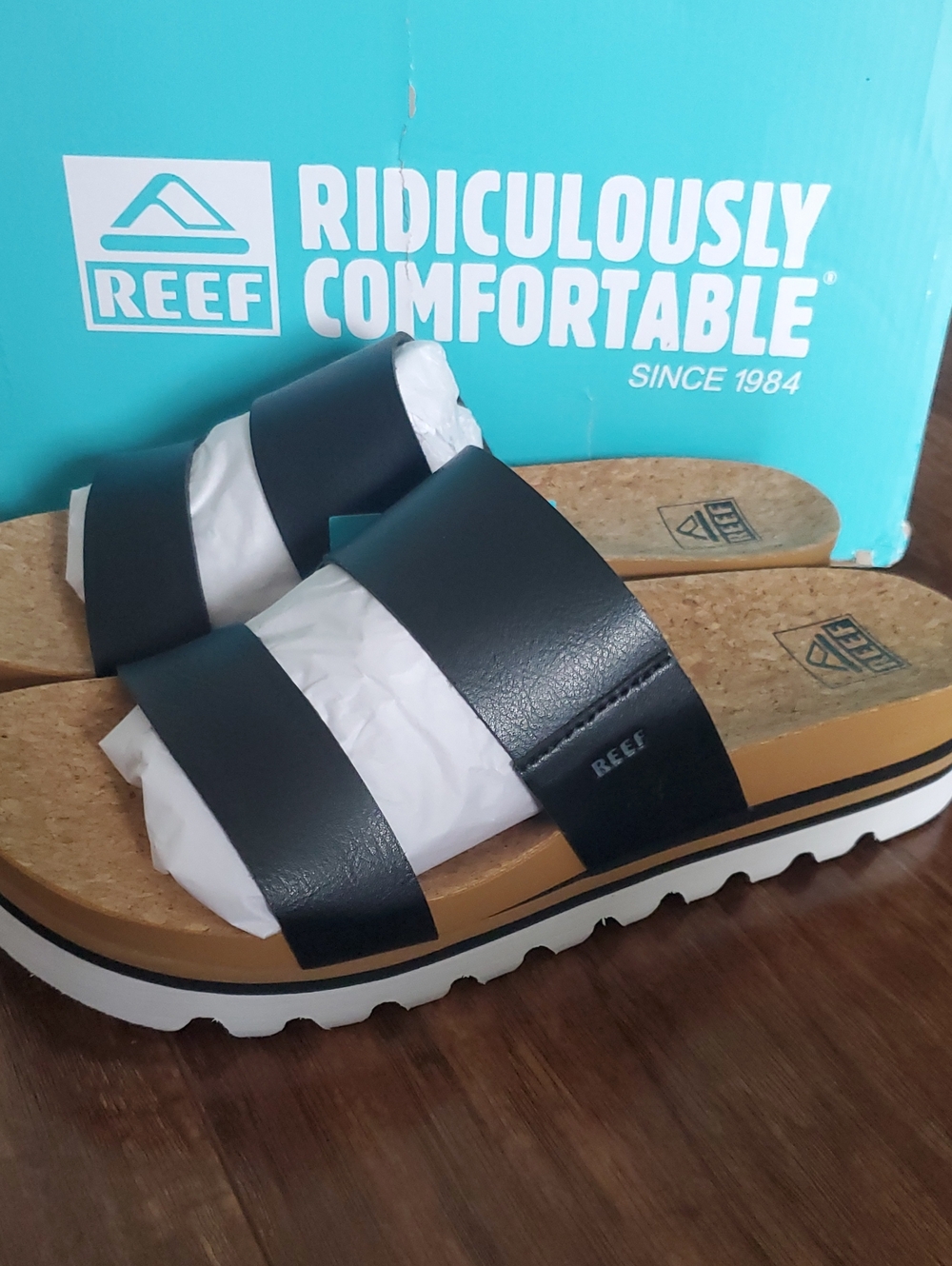 Reef Women's Black Double-Strap Slide Sandals